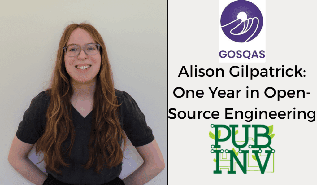 A split image of Alison Gilpatrick and the GOSQAS and Public Invention logos on the other.