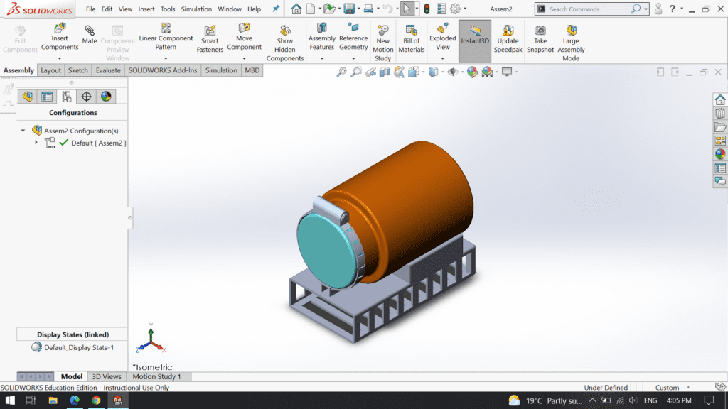 A 3D CAD view of the assembly of the Moonrat project.