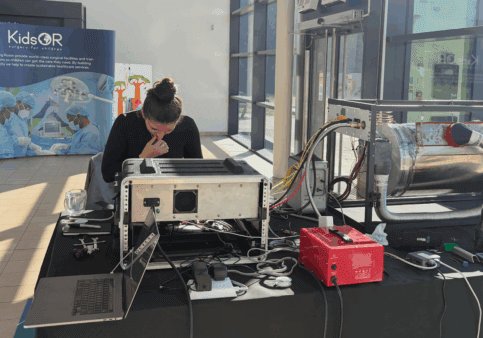 Courtney Ludick, Biomedical Engineer, tests the Oxygen Generator in the KidsOR Headquarters